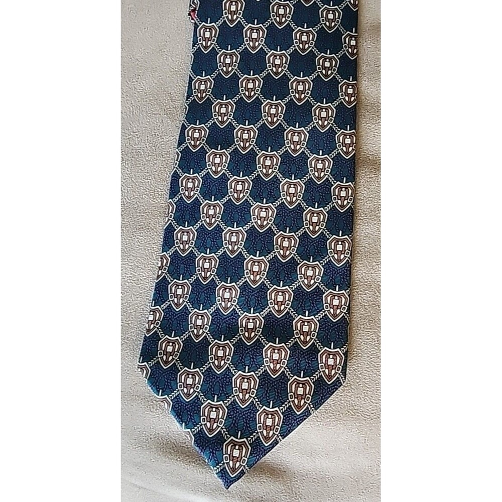Vintage Bert Pulitzer Lord Taylor Red Blue Filigree Design Neck Tie Long